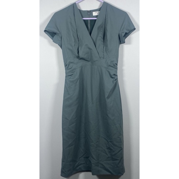 MM Lafleur New York Womens Green Dress Sz 2 Knee Length Office Career Wool Blend - Picture 1 of 6